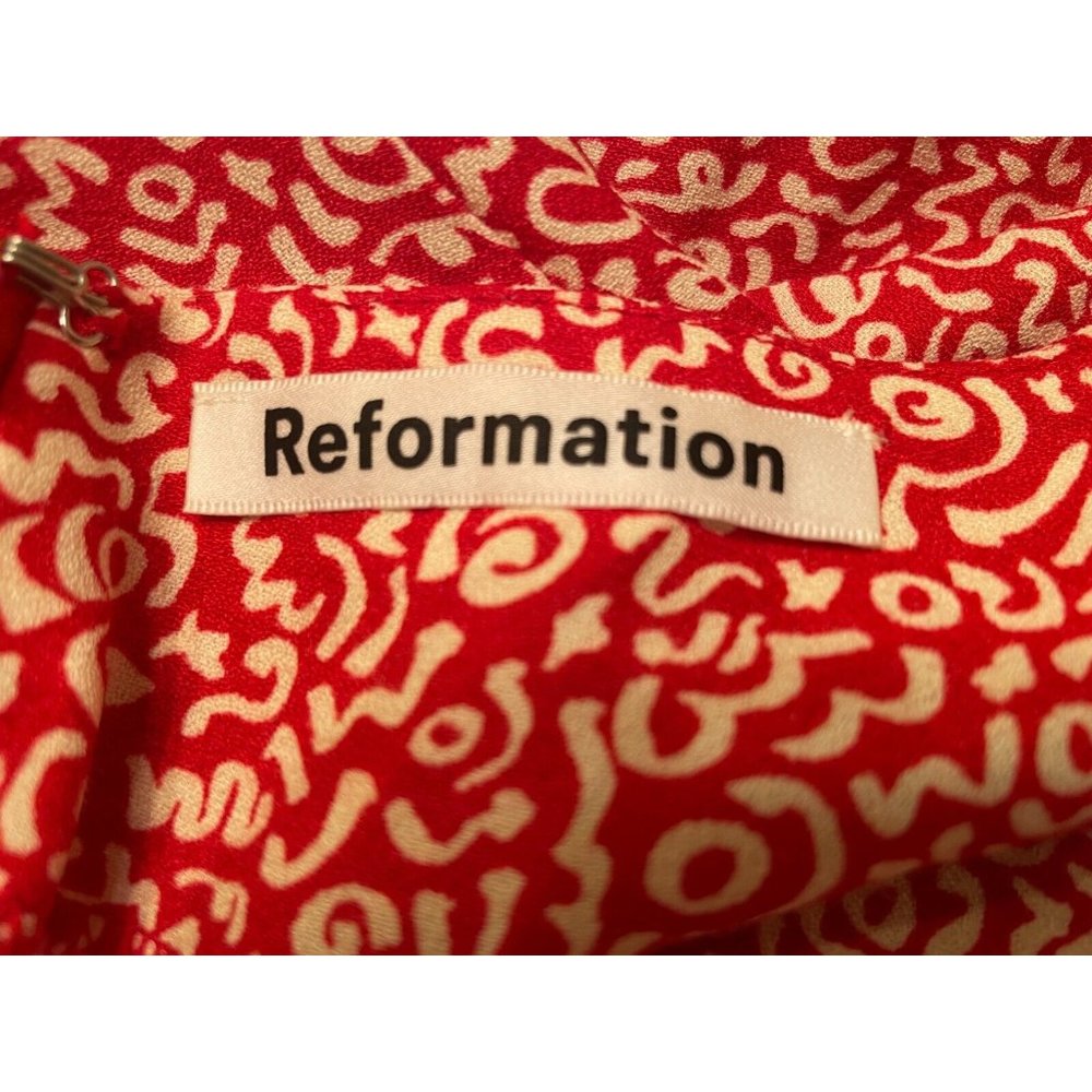 Reformation Yasmin Sundress Flare Mini Dress in Scribble Red Size 10 - Picture 7 of 9